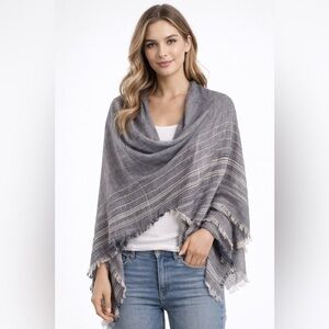 Elegant Blue and White Striped Shawl